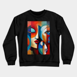 Abstract Faces Art Print Crewneck Sweatshirt